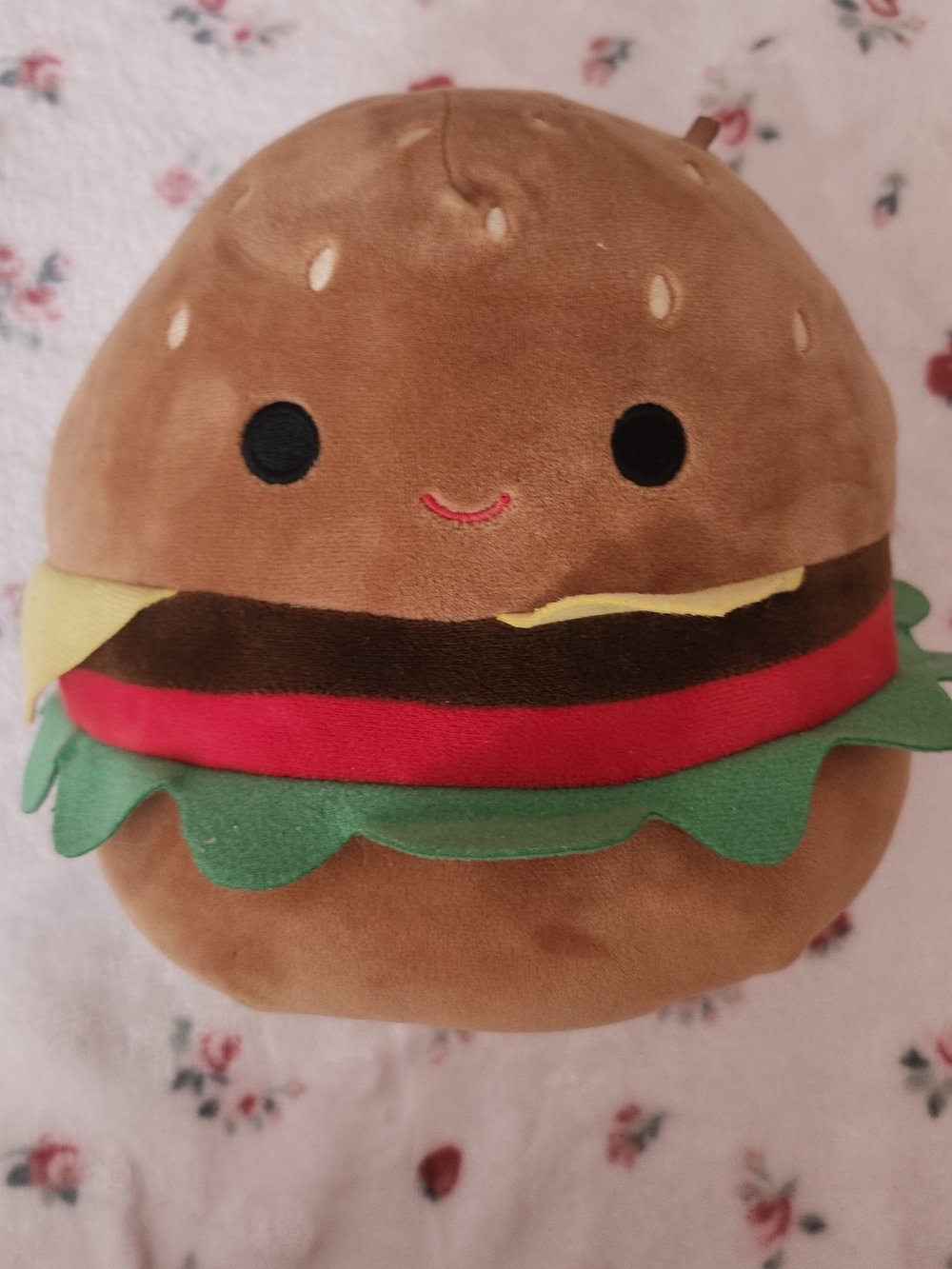 Squishmallows Brown Burger Plush with Red & Green Accents